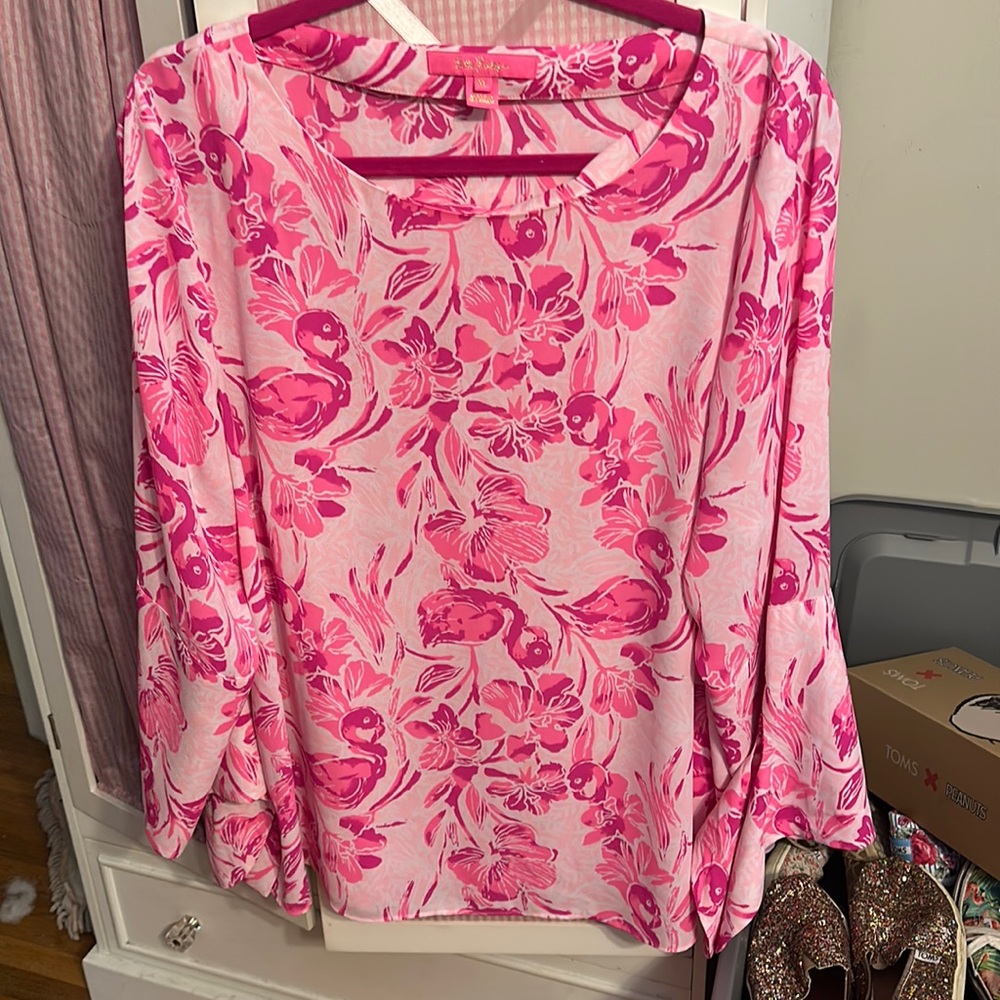 Lilly Pulitzer xl Langston flamingos blouse